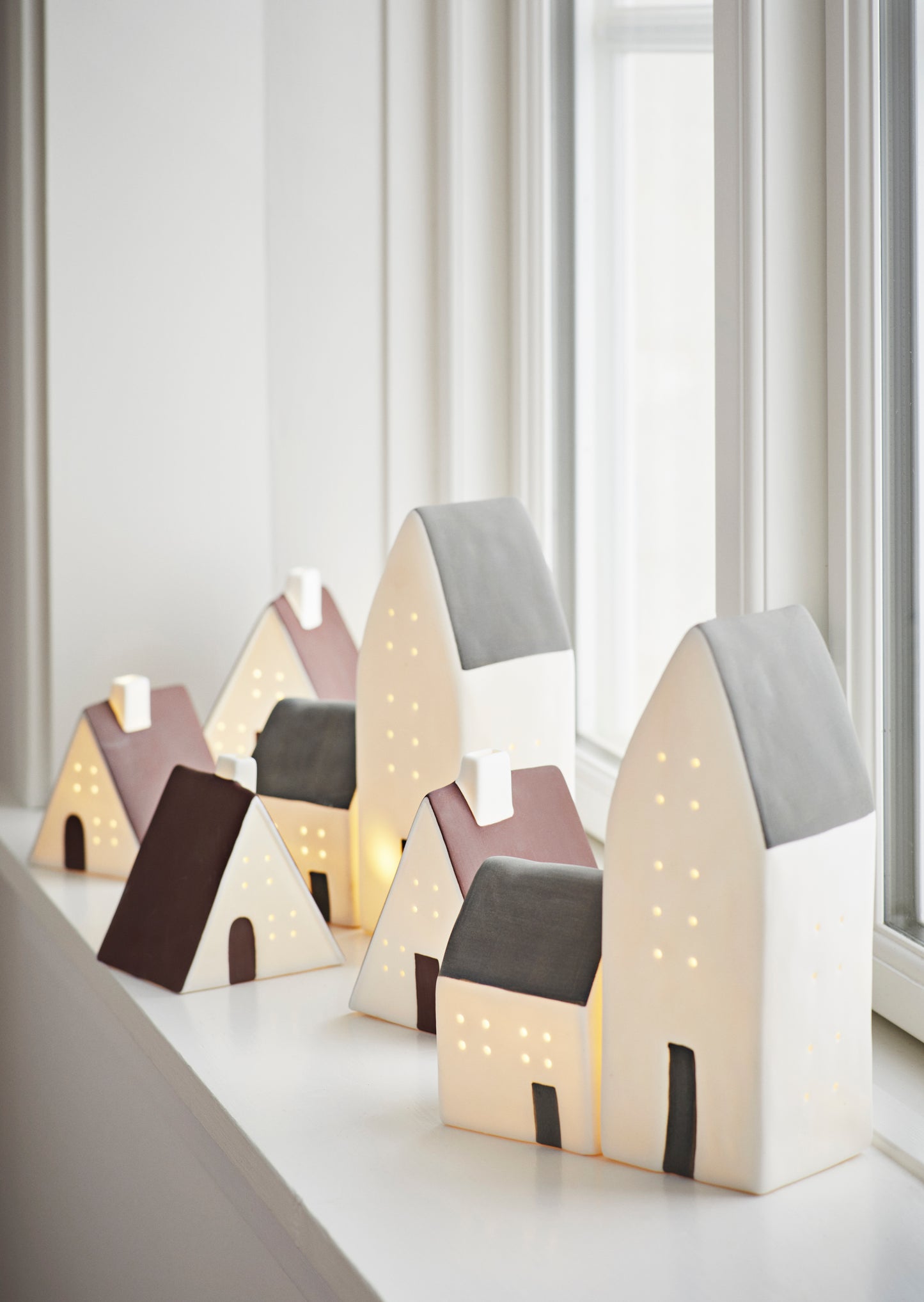 Casas de porcelana decorativas con luz led