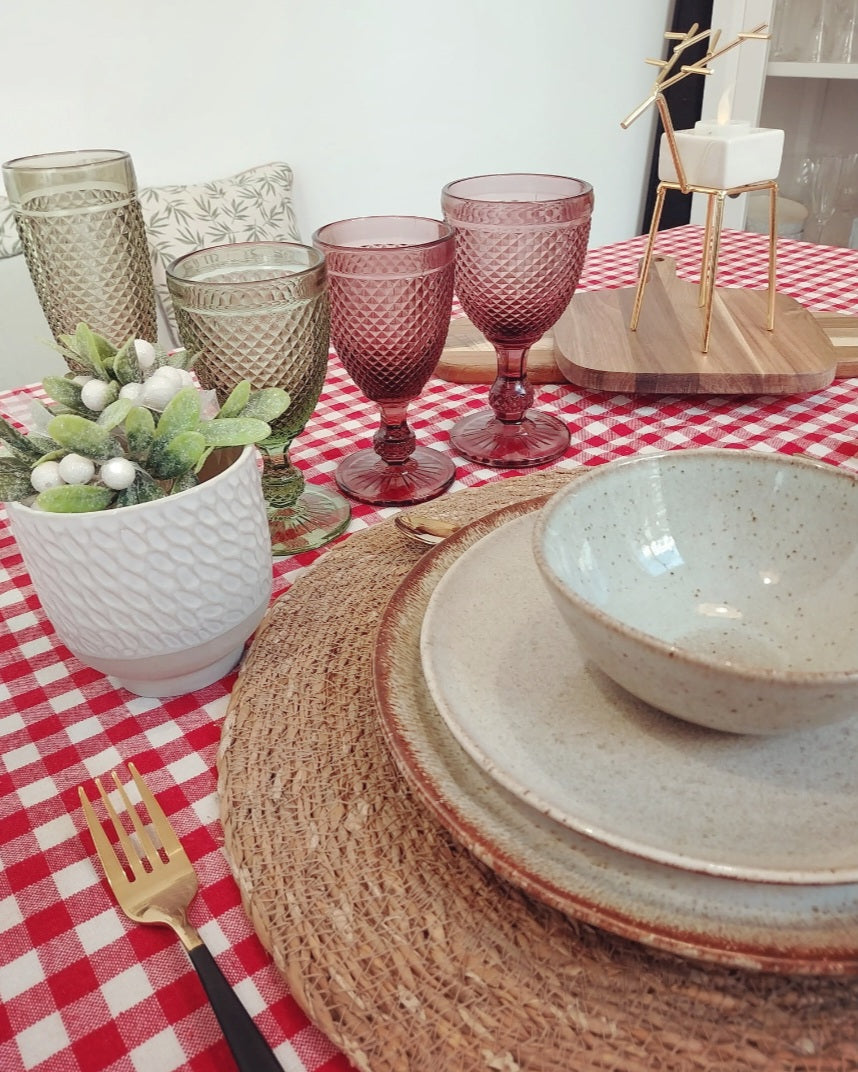 Set de 6 copas de cristal grabado en color verde