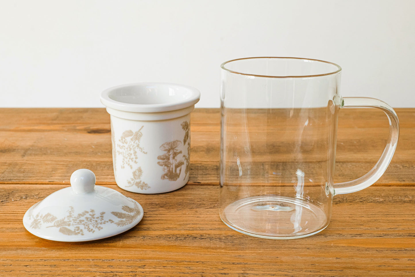 Mug infusión de cristal y porcelana