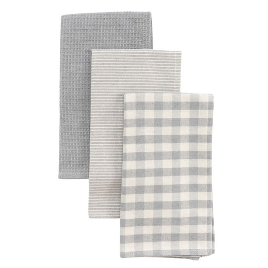 Pack de 3 paños de cocina gris